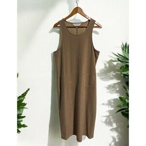 Casual Corner Annex Dress Women’s 12 L Faux Suede Tan Brown Shift Vintage 90s